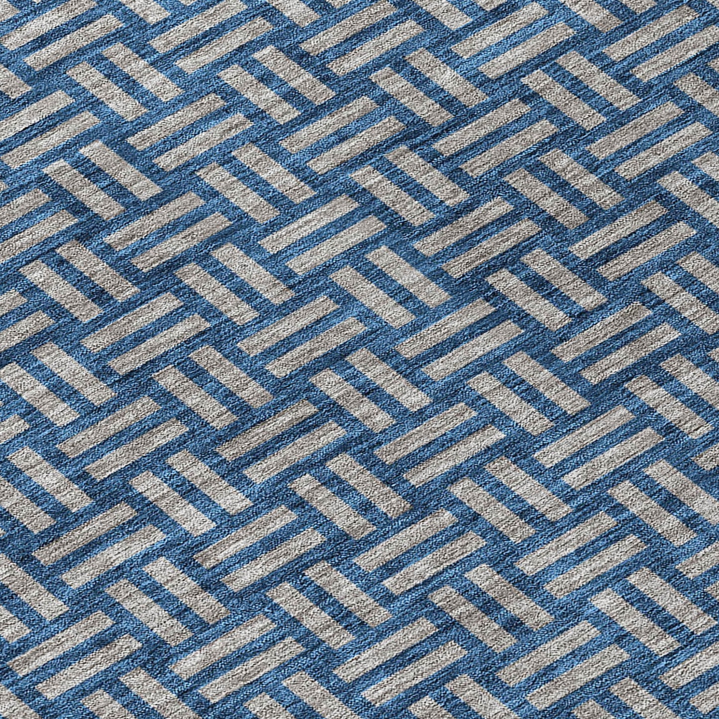 Tabselect Home Line 8' Blue And Gray Round Geometric Washable Indoor Outdoor Area Rug