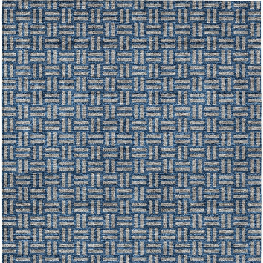 Tabselect Home Line 8' X 10' Blue And Gray Geometric Washable Indoor Outdoor Area Rug