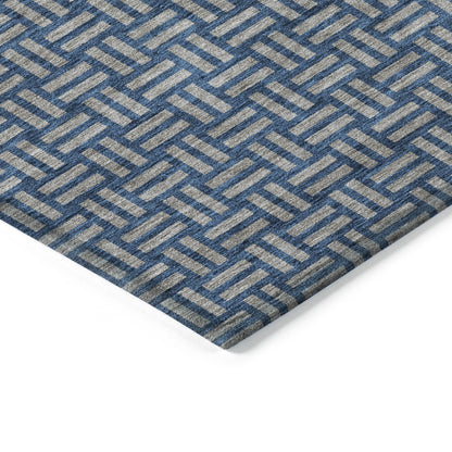 Tabselect Home Line 8' X 10' Blue And Gray Geometric Washable Indoor Outdoor Area Rug