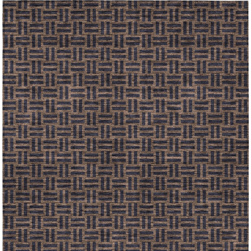 Tabselect Home Line 5' X 8' Chocolate And Black Geometric Washable Indoor Outdoor Area Rug