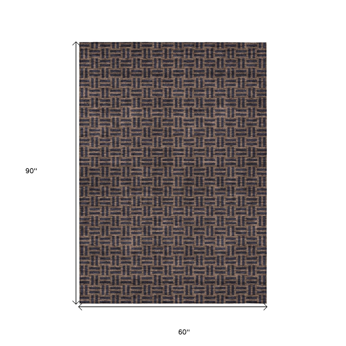 Tabselect Home Line 5' X 8' Chocolate And Black Geometric Washable Indoor Outdoor Area Rug