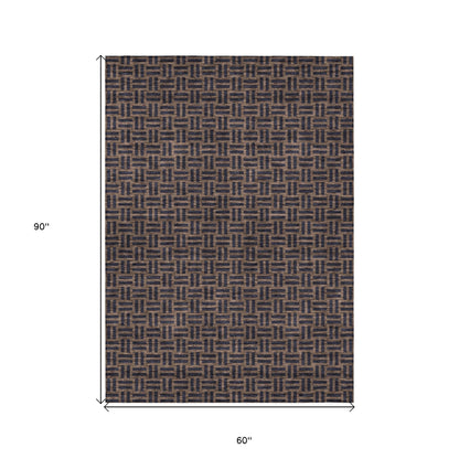 Tabselect Home Line 5' X 8' Chocolate And Black Geometric Washable Indoor Outdoor Area Rug