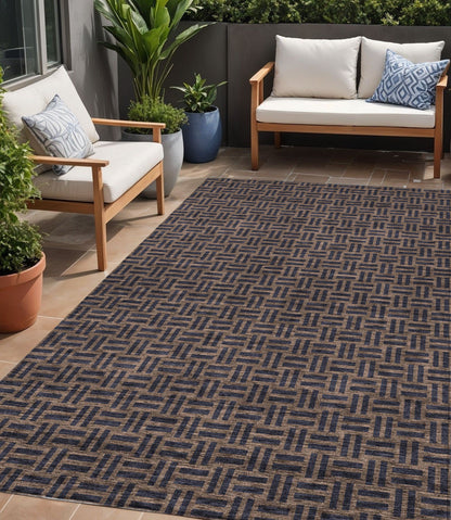 Tabselect Home Line 5' X 8' Chocolate And Black Geometric Washable Indoor Outdoor Area Rug