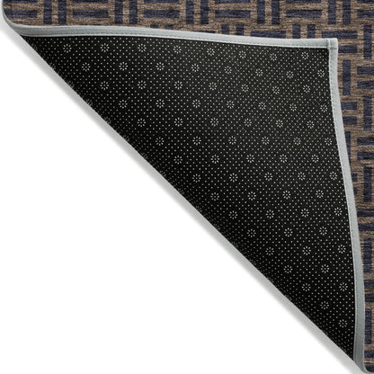 Tabselect Home Line 5' X 8' Chocolate And Black Geometric Washable Indoor Outdoor Area Rug