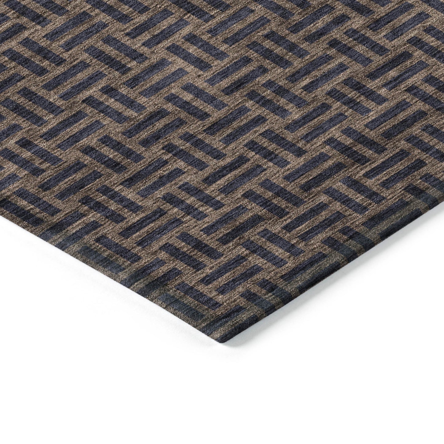 Tabselect Home Line 5' X 8' Chocolate And Black Geometric Washable Indoor Outdoor Area Rug