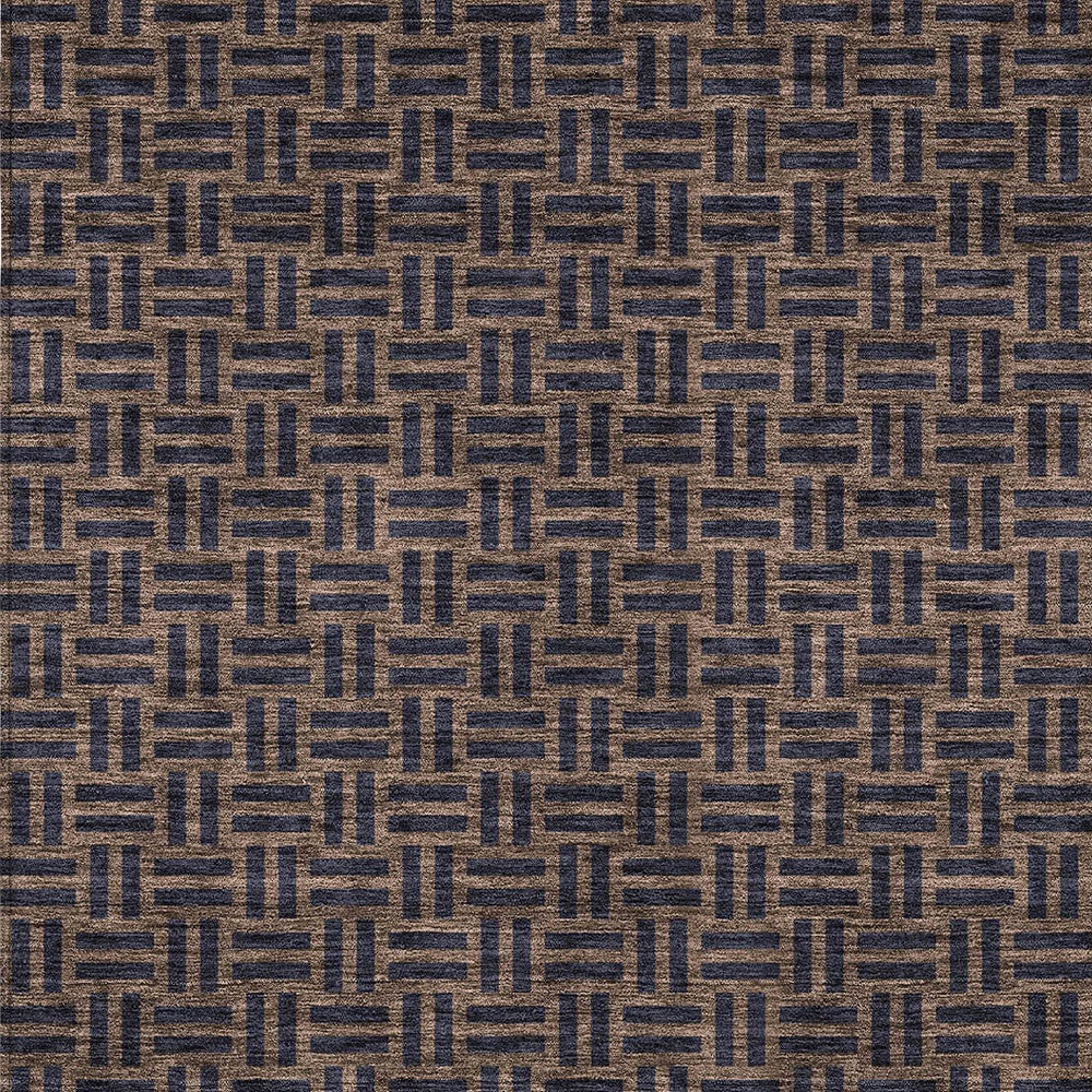Tabselect Home Line 5' X 8' Chocolate And Black Geometric Washable Indoor Outdoor Area Rug