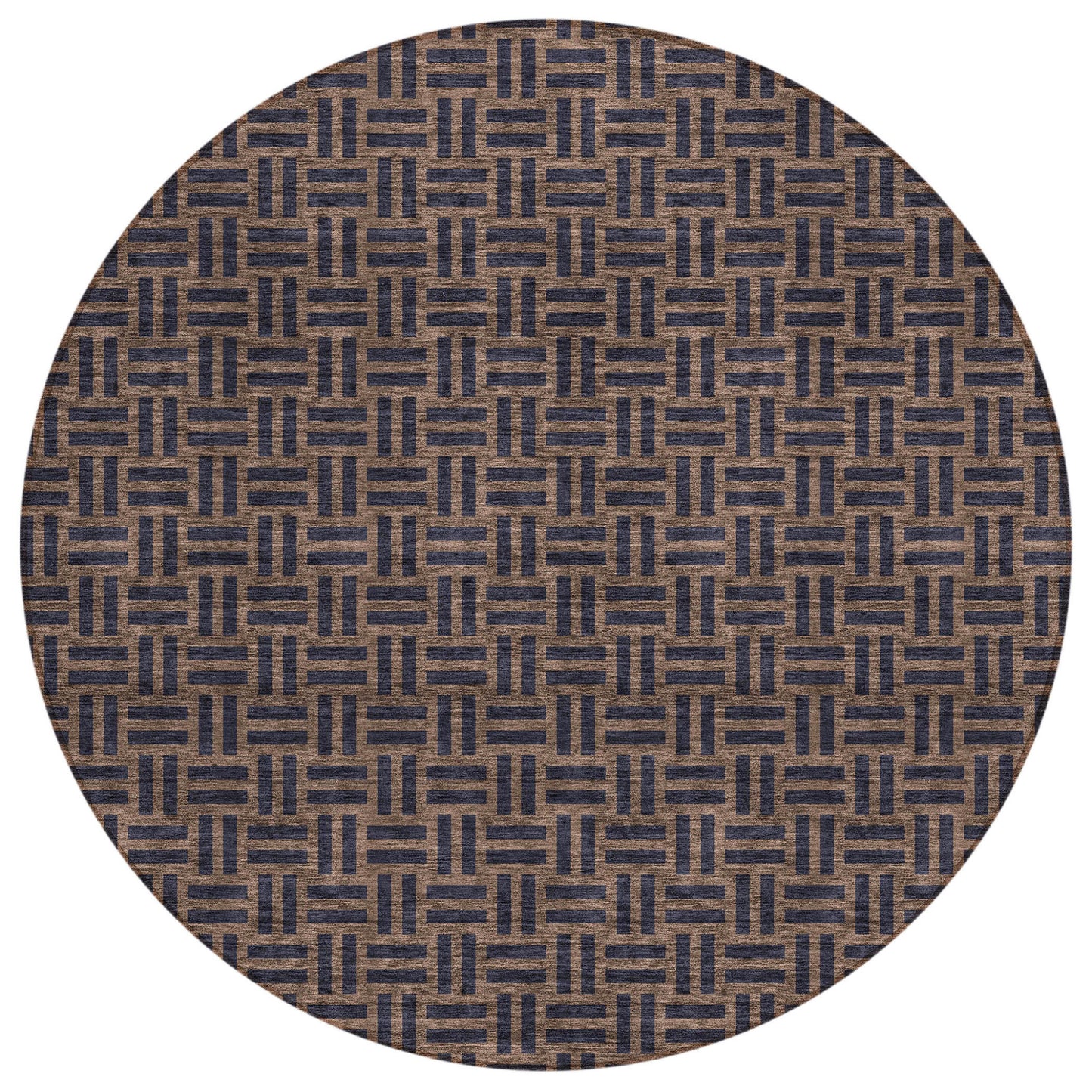 Tabselect Home Line 8' Chocolate And Black Round Geometric Washable Indoor Outdoor Area Rug