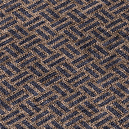 Tabselect Home Line 8' Chocolate And Black Round Geometric Washable Indoor Outdoor Area Rug