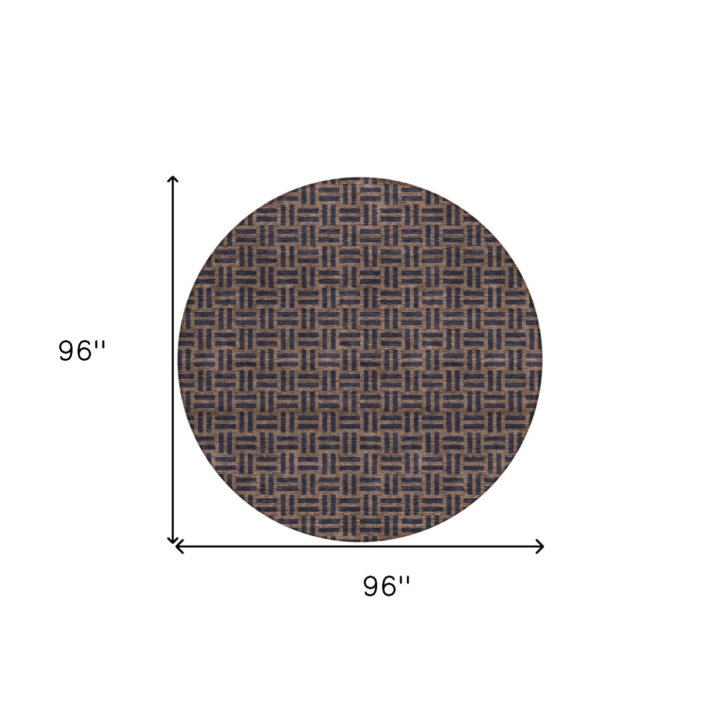 Tabselect Home Line 8' Chocolate And Black Round Geometric Washable Indoor Outdoor Area Rug