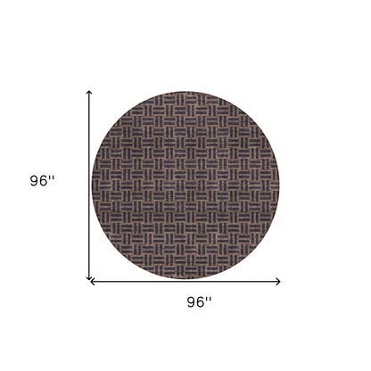 Tabselect Home Line 8' Chocolate And Black Round Geometric Washable Indoor Outdoor Area Rug