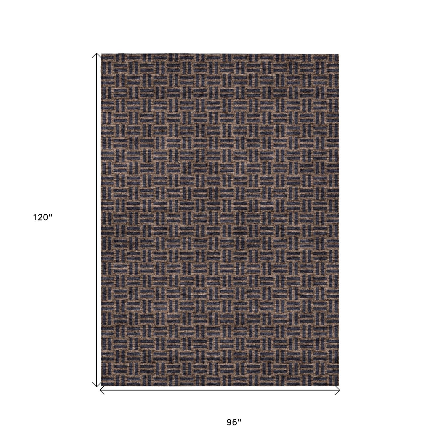 Tabselect Home Line 8' X 10' Chocolate And Black Geometric Washable Indoor Outdoor Area Rug