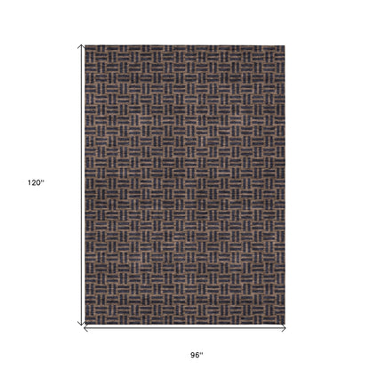 Tabselect Home Line 8' X 10' Chocolate And Black Geometric Washable Indoor Outdoor Area Rug