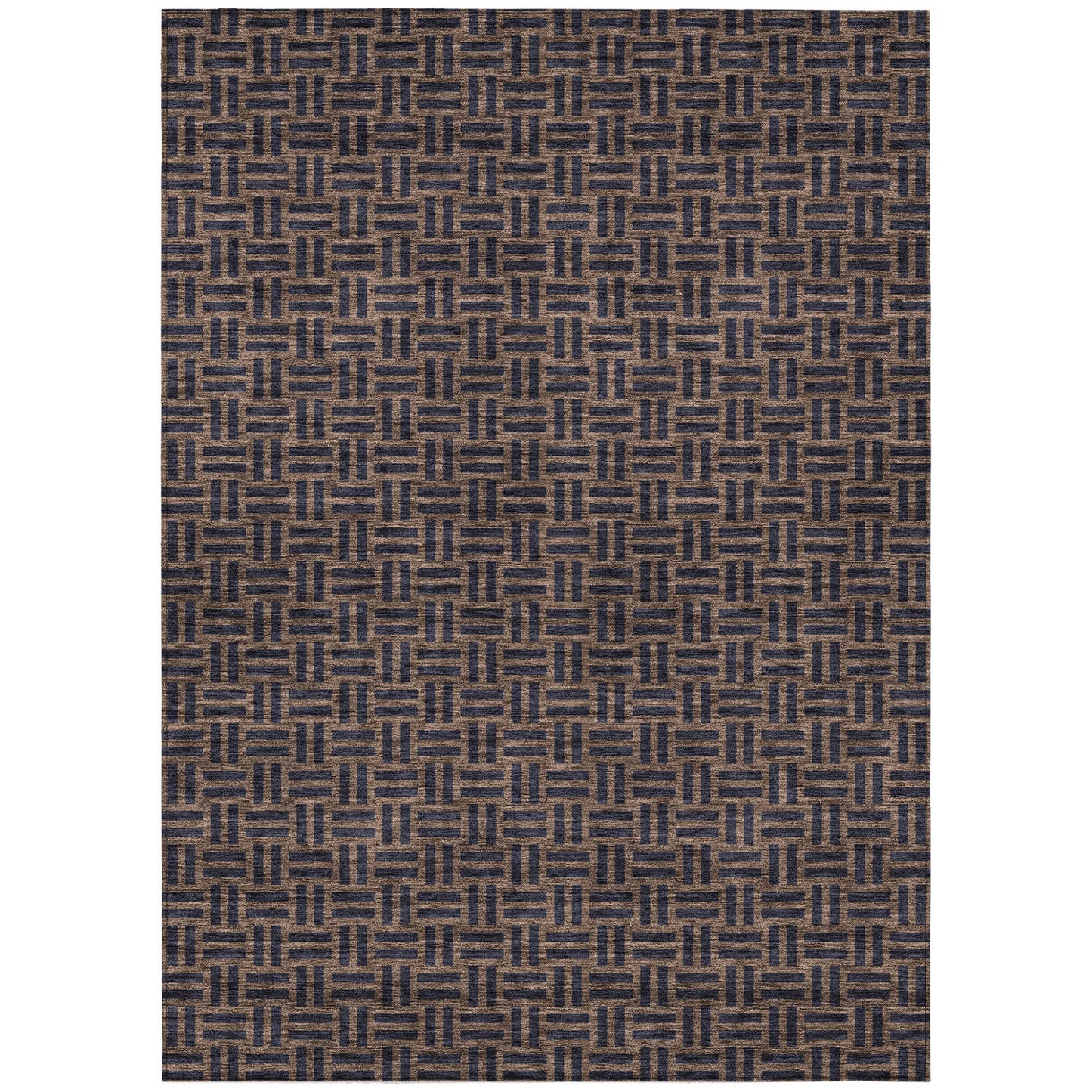 Tabselect Home Line 8' X 10' Chocolate And Black Geometric Washable Indoor Outdoor Area Rug