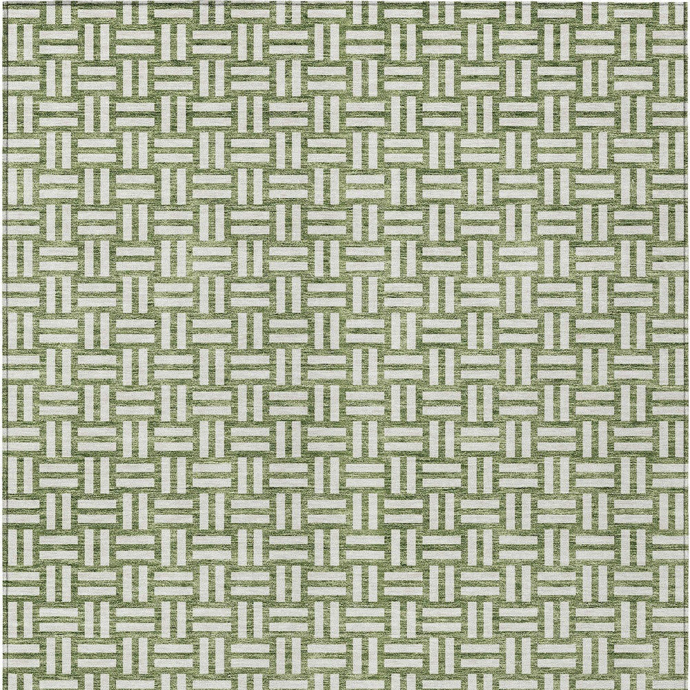 Tabselect Home Line 5' X 8' Green And Ivory Geometric Washable Indoor Outdoor Area Rug