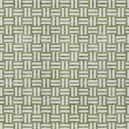 Tabselect Home Line 5' X 8' Green And Ivory Geometric Washable Indoor Outdoor Area Rug