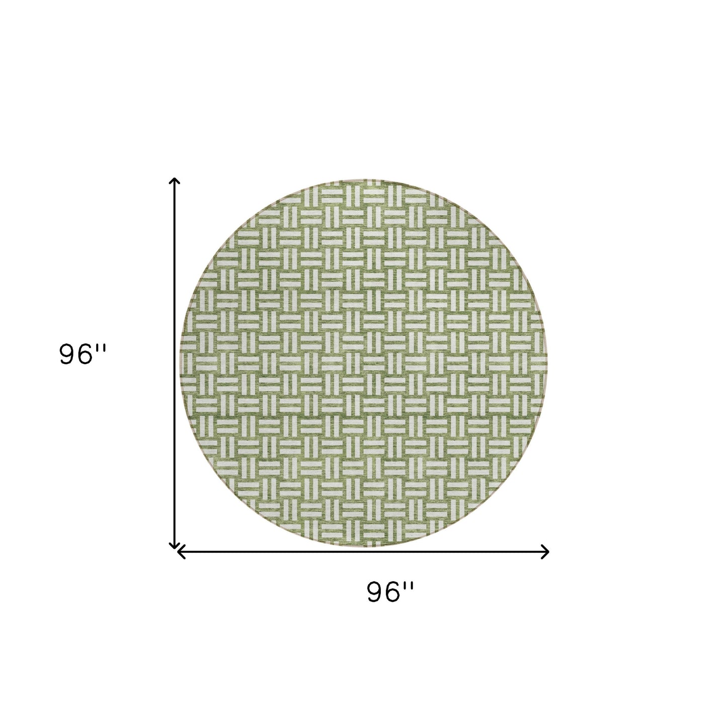Tabselect Home Line 8' Green And Ivory Round Geometric Washable Indoor Outdoor Area Rug