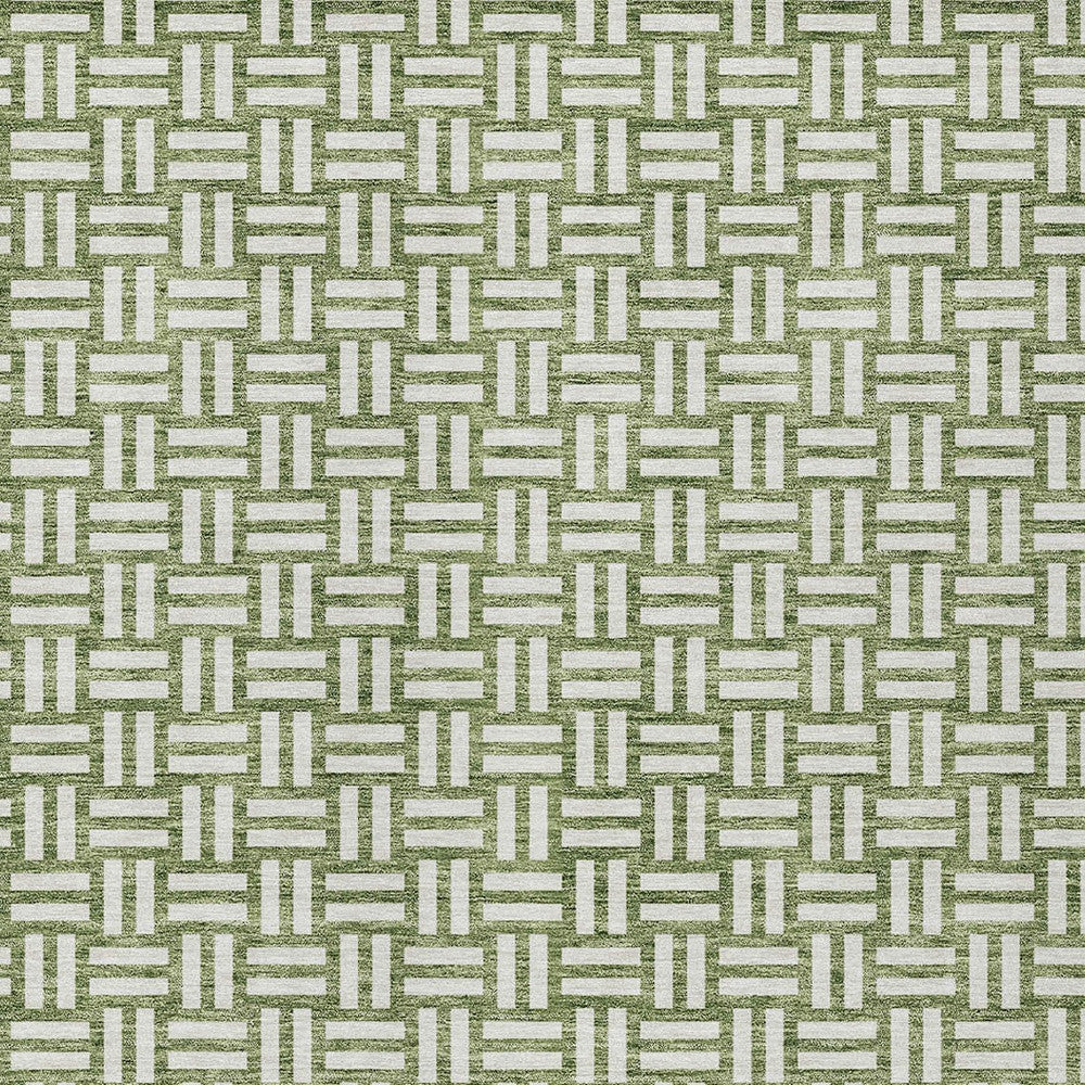 Tabselect Home Line 8' X 10' Green And Ivory Geometric Washable Indoor Outdoor Area Rug