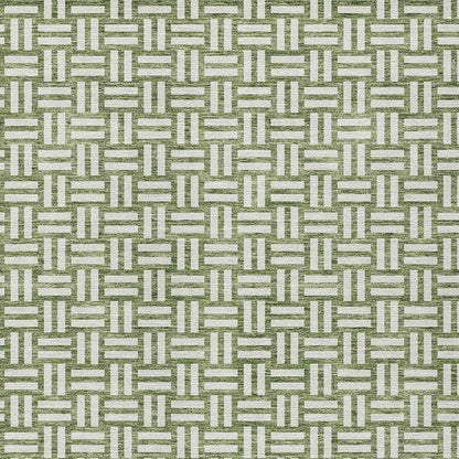 Tabselect Home Line 8' X 10' Green And Ivory Geometric Washable Indoor Outdoor Area Rug
