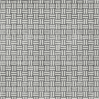 Tabselect Home Line 5' X 8' Gray And Ivory Geometric Washable Indoor Outdoor Area Rug