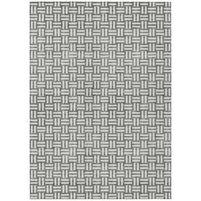 Tabselect Home Line 5' X 8' Gray And Ivory Geometric Washable Indoor Outdoor Area Rug