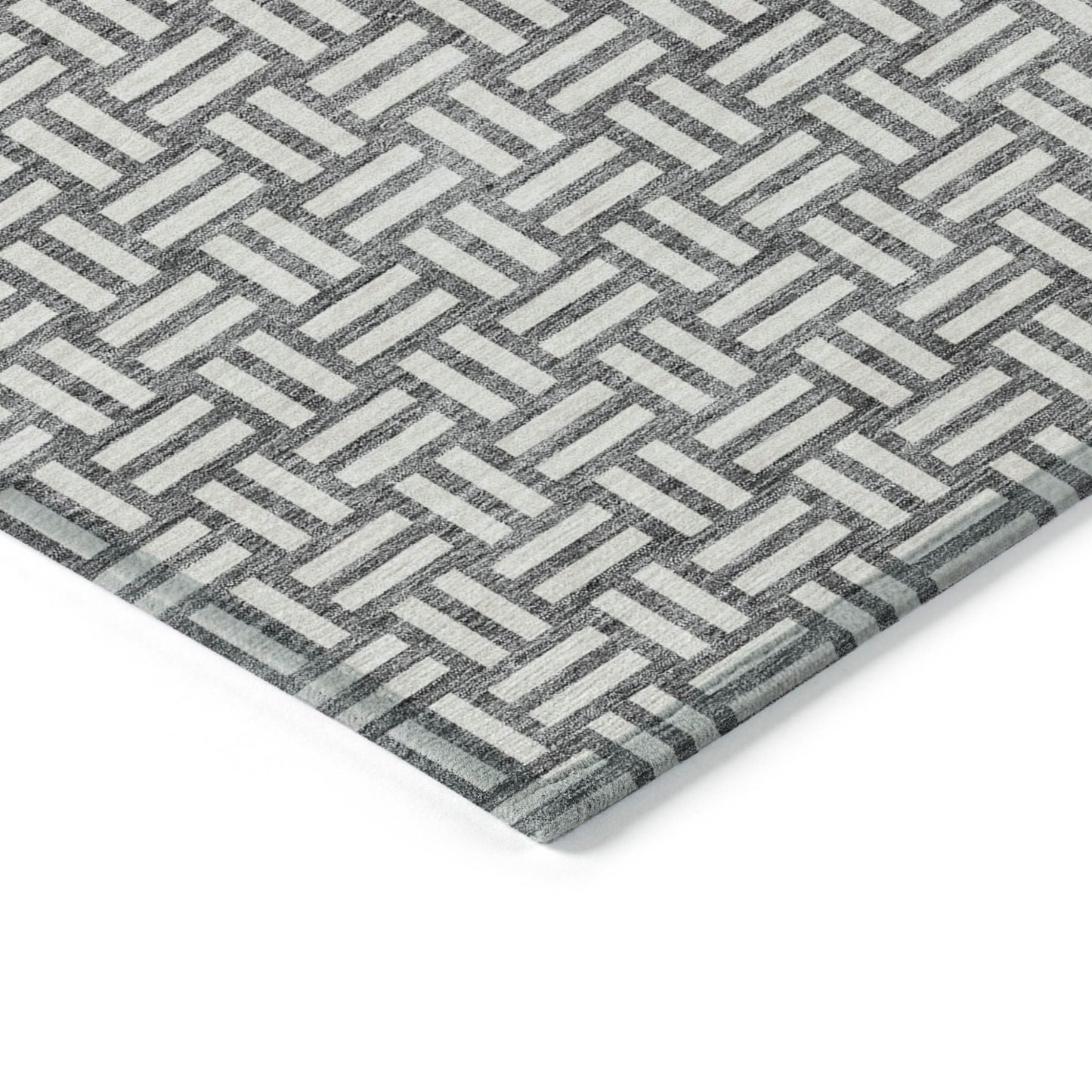 Tabselect Home Line 5' X 8' Gray And Ivory Geometric Washable Indoor Outdoor Area Rug