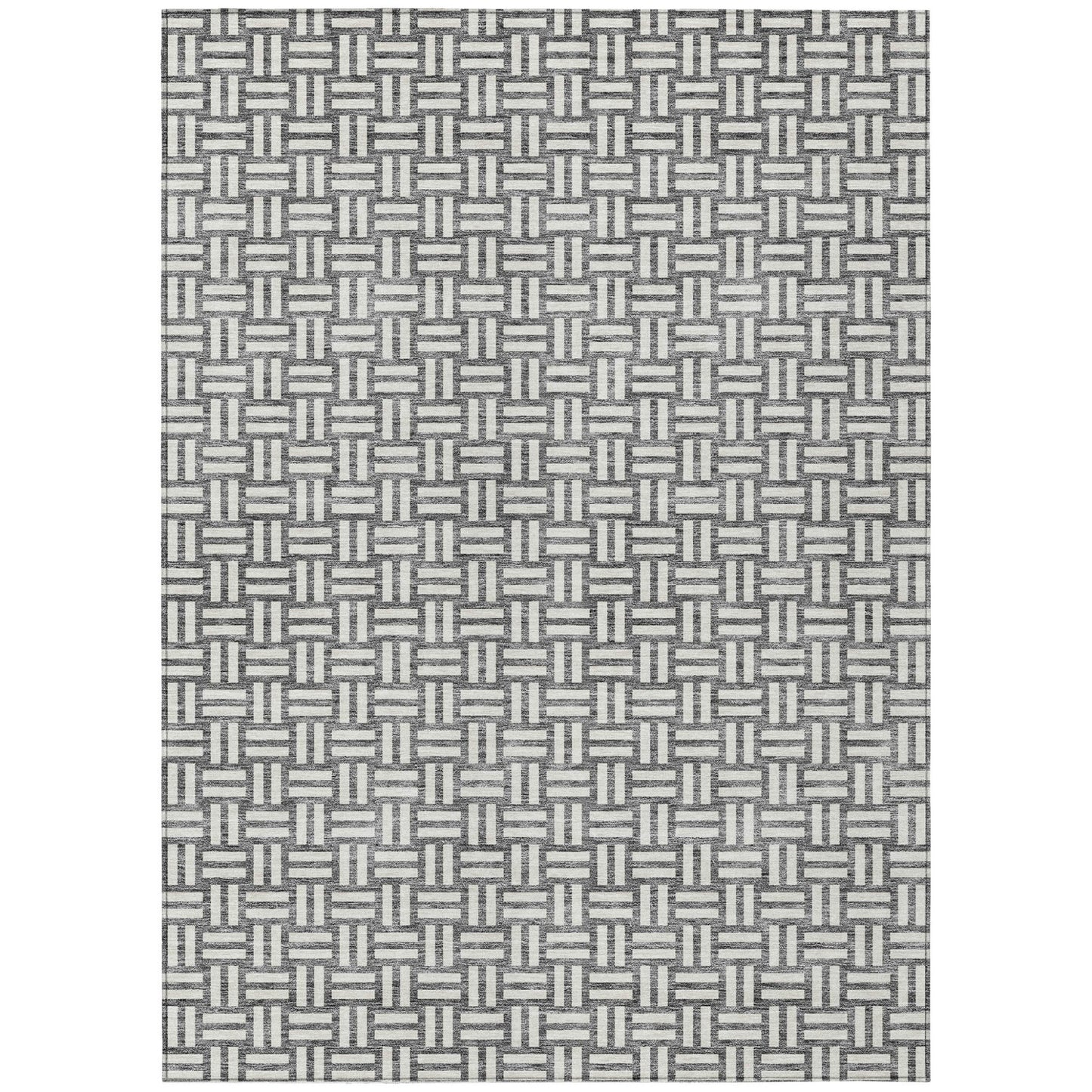 Tabselect Home Line 8' X 10' Gray And Ivory Geometric Washable Indoor Outdoor Area Rug
