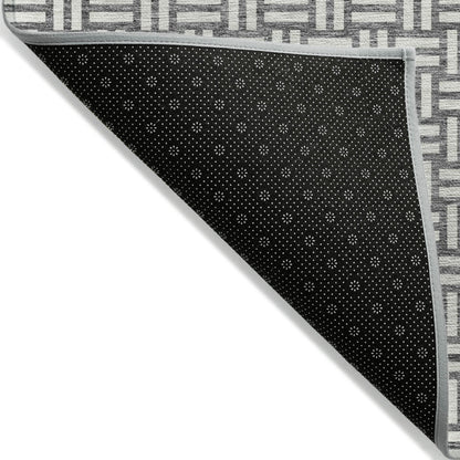 Tabselect Home Line 8' X 10' Gray And Ivory Geometric Washable Indoor Outdoor Area Rug