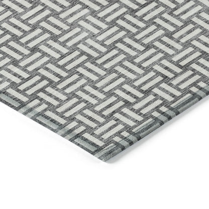 Tabselect Home Line 8' X 10' Gray And Ivory Geometric Washable Indoor Outdoor Area Rug