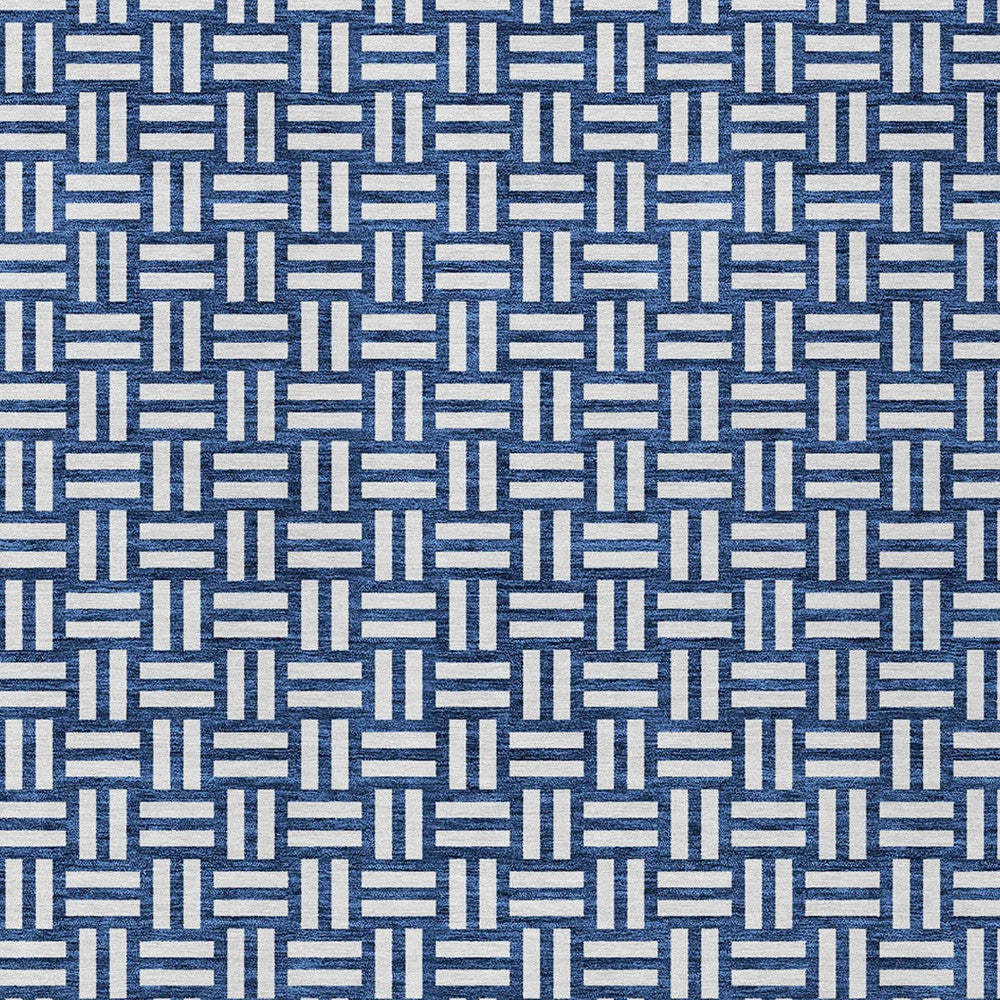 Tabselect Home Line 5' X 8' Navy Blue And Ivory Geometric Washable Indoor Outdoor Area Rug