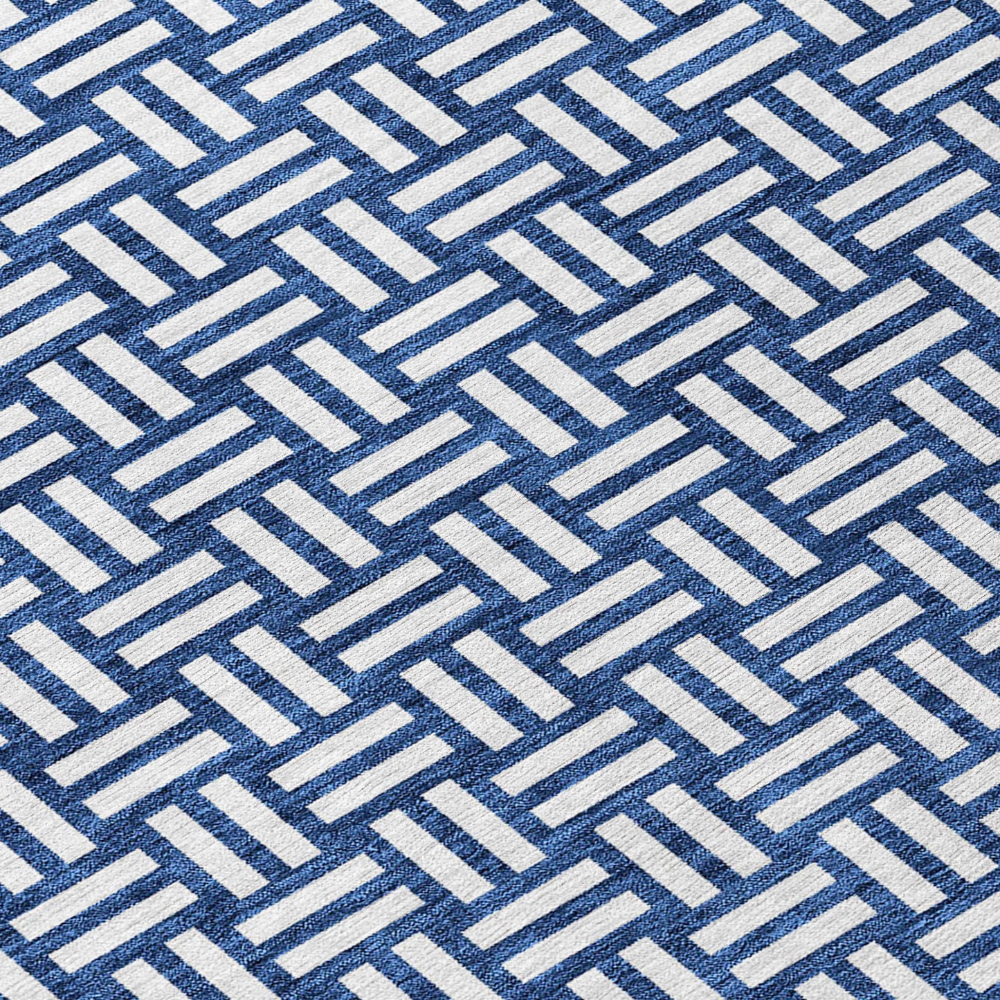 Tabselect Home Line 8' Navy Blue And Ivory Round Geometric Washable Indoor Outdoor Area Rug