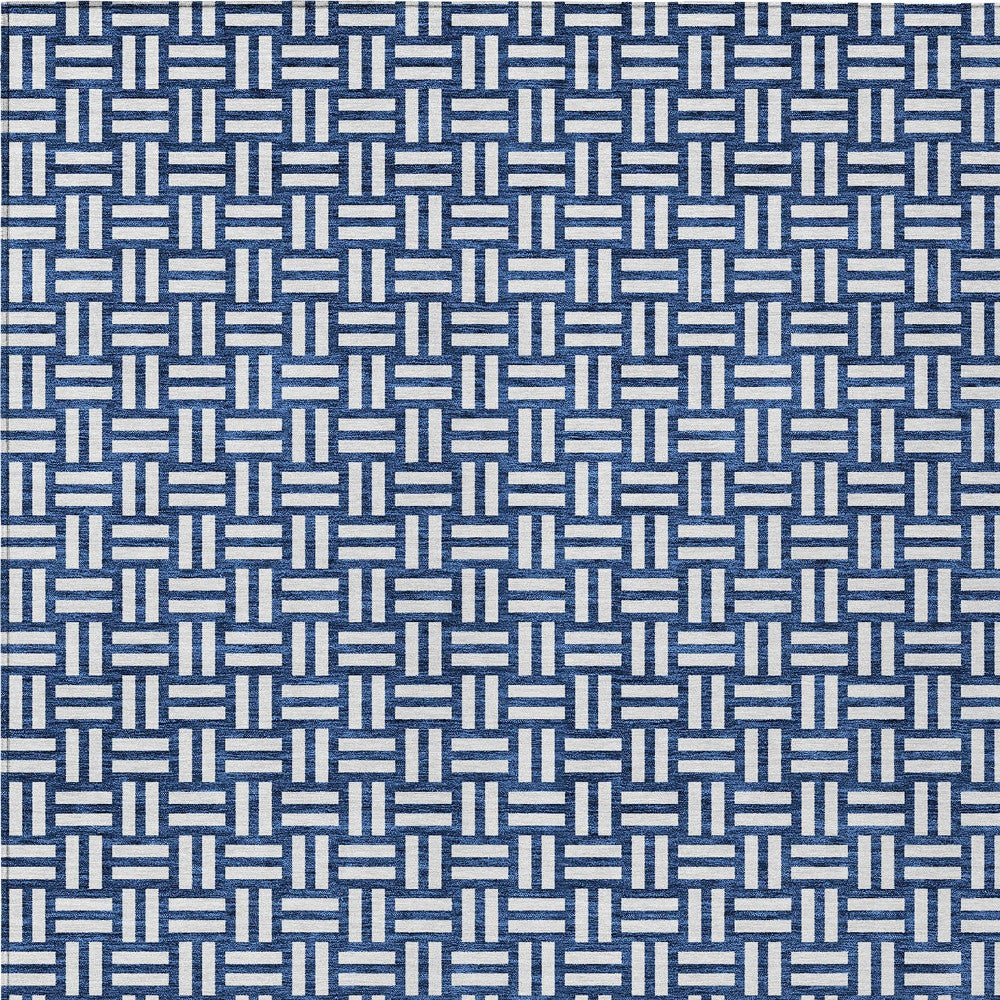 Tabselect Home Line 8' X 10' Navy Blue And Ivory Geometric Washable Indoor Outdoor Area Rug