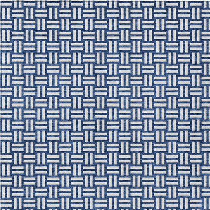 Tabselect Home Line 8' X 10' Navy Blue And Ivory Geometric Washable Indoor Outdoor Area Rug