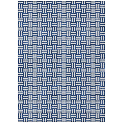 Tabselect Home Line 8' X 10' Navy Blue And Ivory Geometric Washable Indoor Outdoor Area Rug