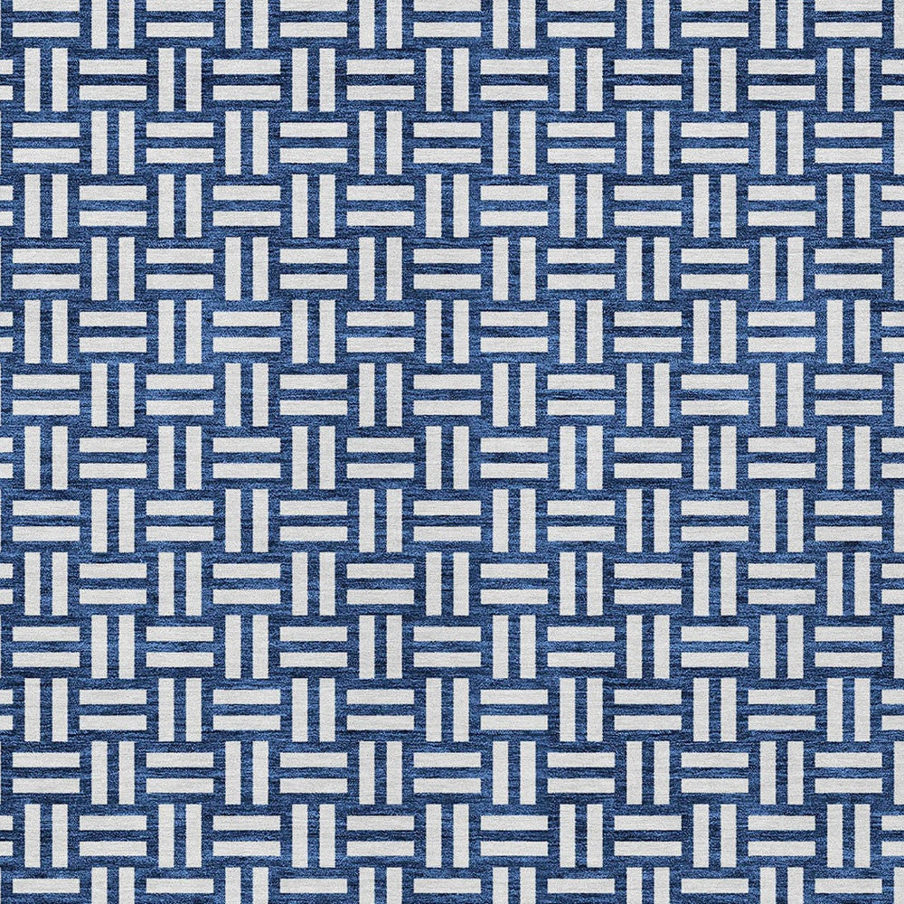 Tabselect Home Line 8' X 10' Navy Blue And Ivory Geometric Washable Indoor Outdoor Area Rug