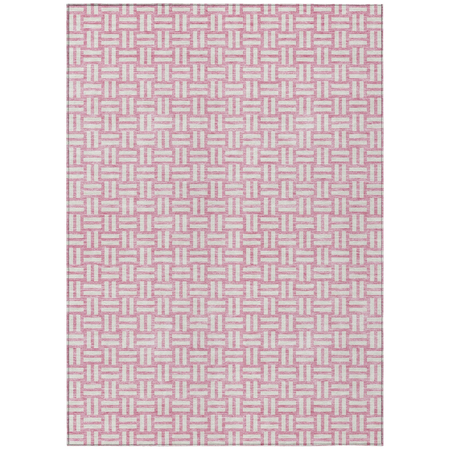 Tabselect Home Line 5' X 8' Pink And Ivory Geometric Washable Indoor Outdoor Area Rug