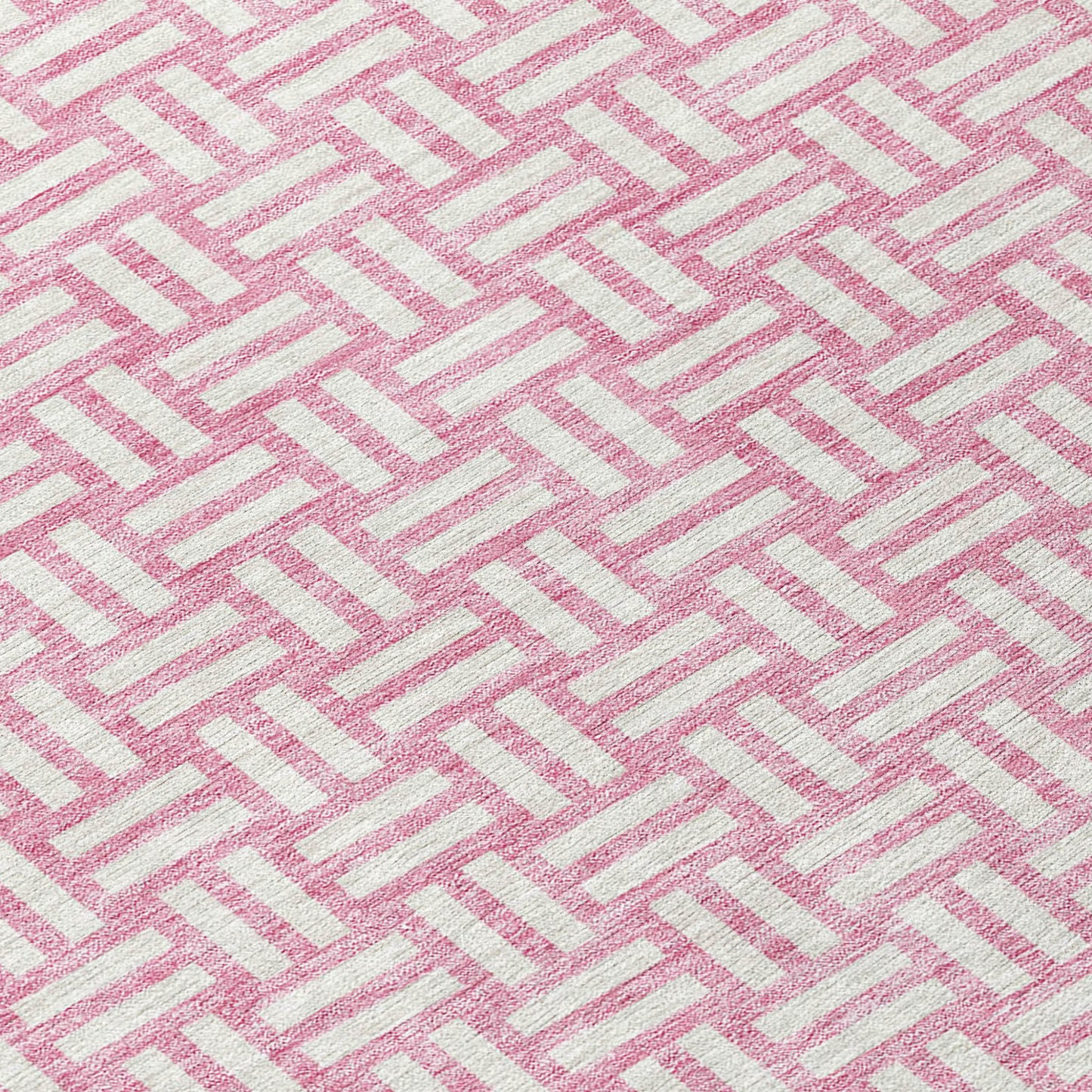 Tabselect Home Line 5' X 8' Pink And Ivory Geometric Washable Indoor Outdoor Area Rug