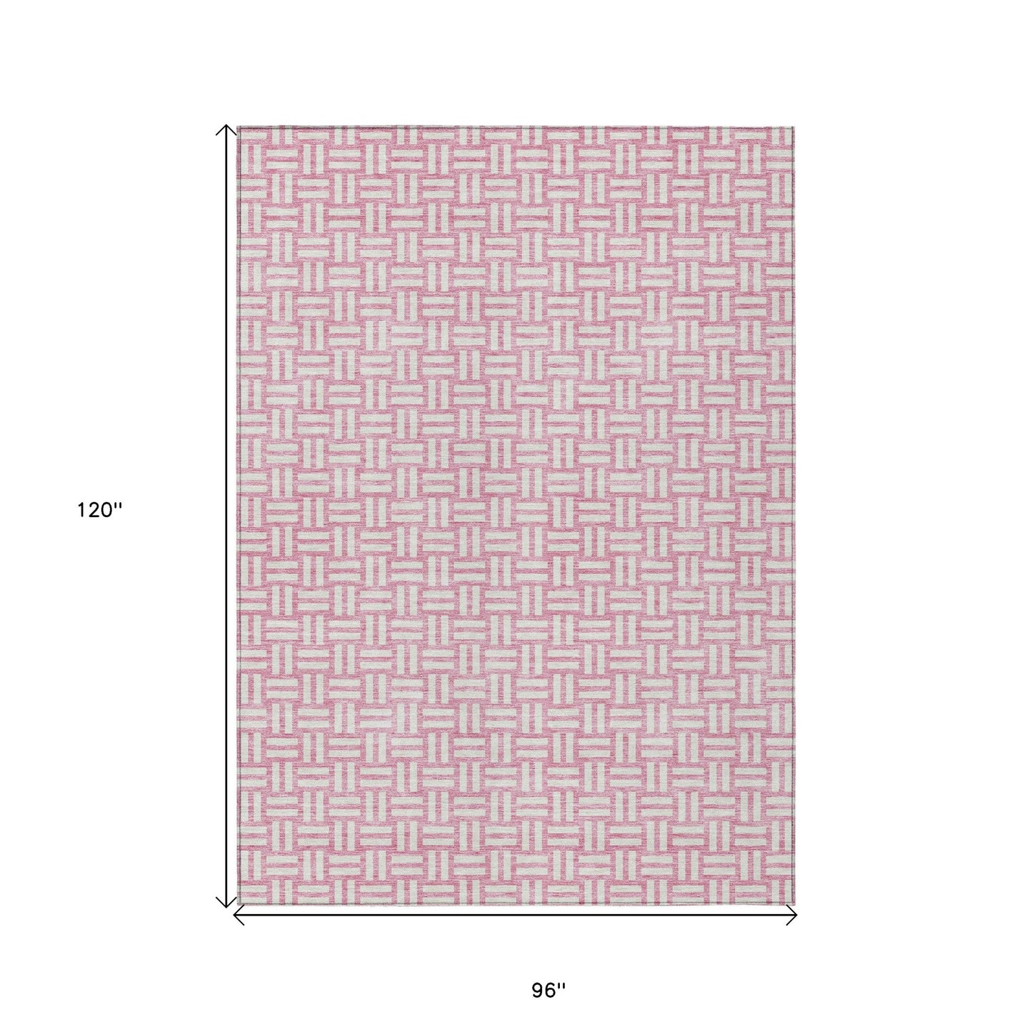 Tabselect Home Line 8' X 10' Pink And Ivory Geometric Washable Indoor Outdoor Area Rug