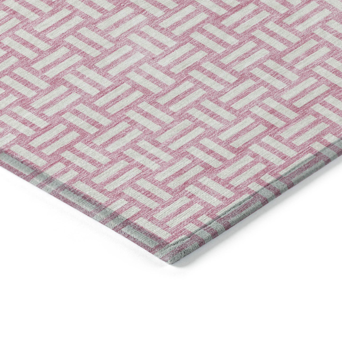 Tabselect Home Line 8' X 10' Pink And Ivory Geometric Washable Indoor Outdoor Area Rug