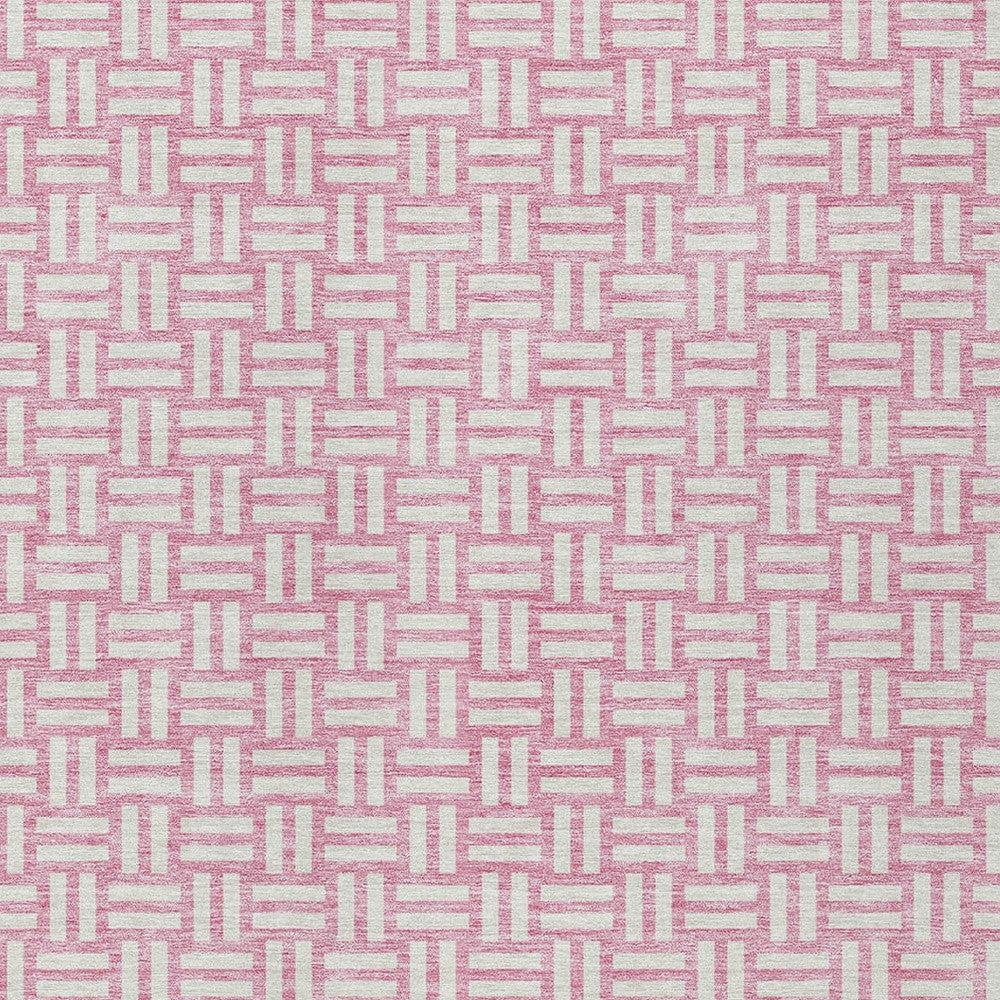 Tabselect Home Line 8' X 10' Pink And Ivory Geometric Washable Indoor Outdoor Area Rug