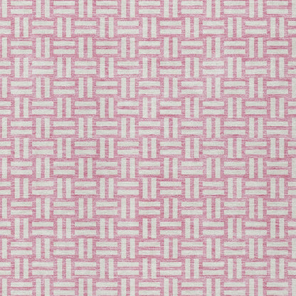 Tabselect Home Line 8' X 10' Pink And Ivory Geometric Washable Indoor Outdoor Area Rug