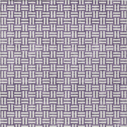 Tabselect Home Line 5' X 8' Purple And Ivory Geometric Washable Indoor Outdoor Area Rug