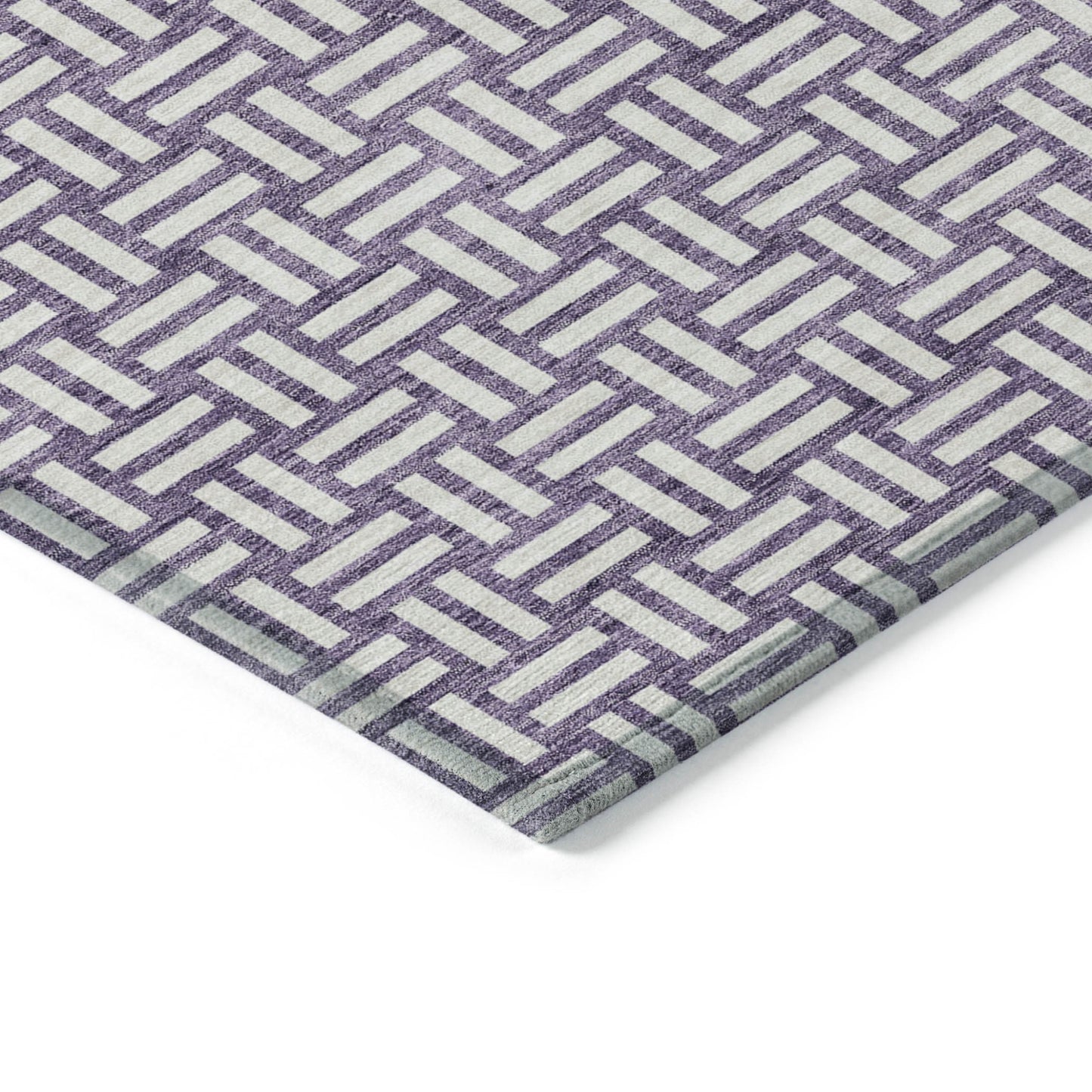 Tabselect Home Line 5' X 8' Purple And Ivory Geometric Washable Indoor Outdoor Area Rug
