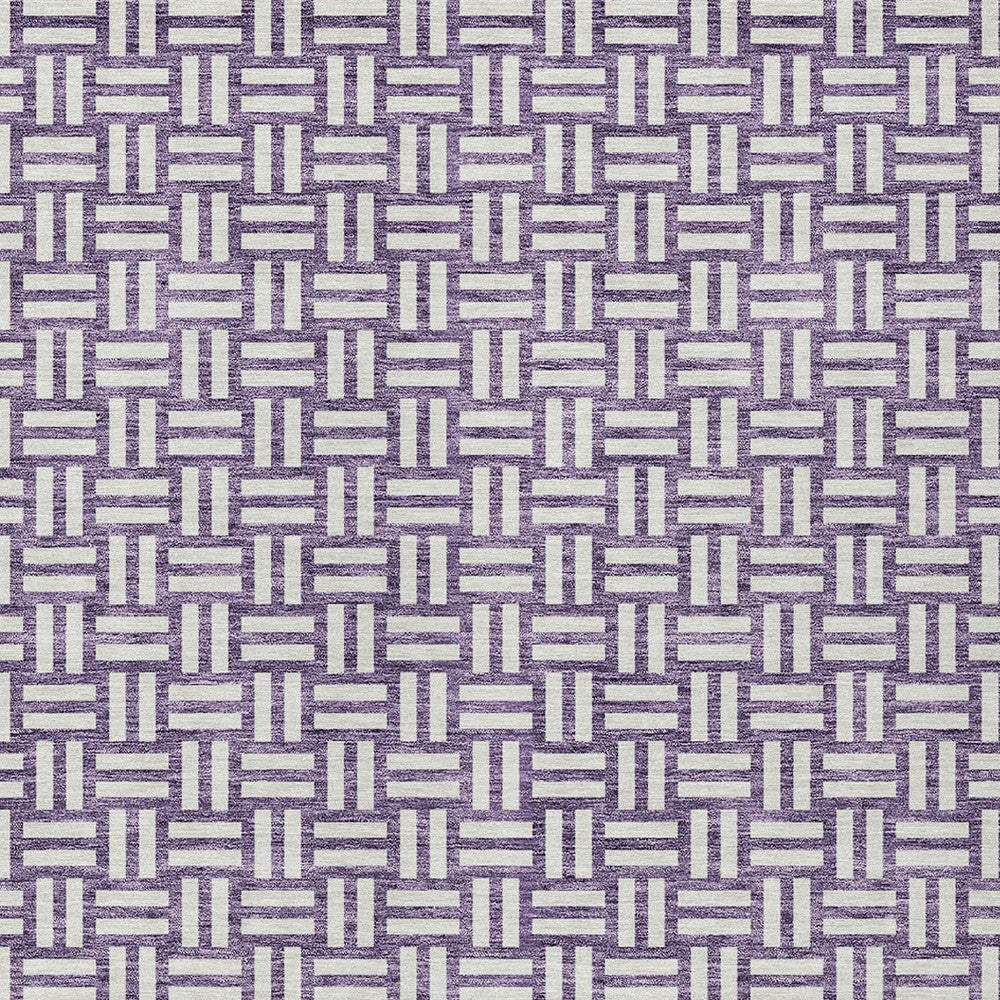 Tabselect Home Line 5' X 8' Purple And Ivory Geometric Washable Indoor Outdoor Area Rug