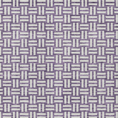 Tabselect Home Line 5' X 8' Purple And Ivory Geometric Washable Indoor Outdoor Area Rug