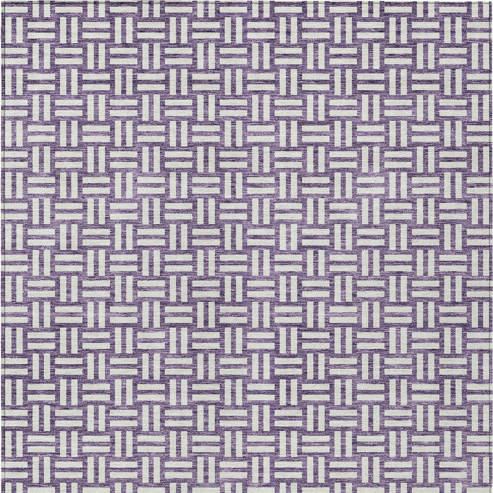 Tabselect Home Line 8' X 10' Purple And Ivory Geometric Washable Indoor Outdoor Area Rug