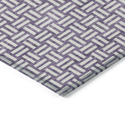Tabselect Home Line 8' X 10' Purple And Ivory Geometric Washable Indoor Outdoor Area Rug