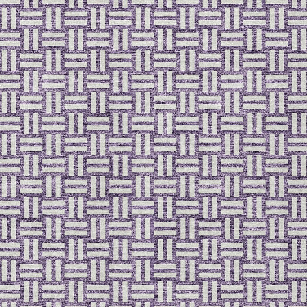 Tabselect Home Line 8' X 10' Purple And Ivory Geometric Washable Indoor Outdoor Area Rug