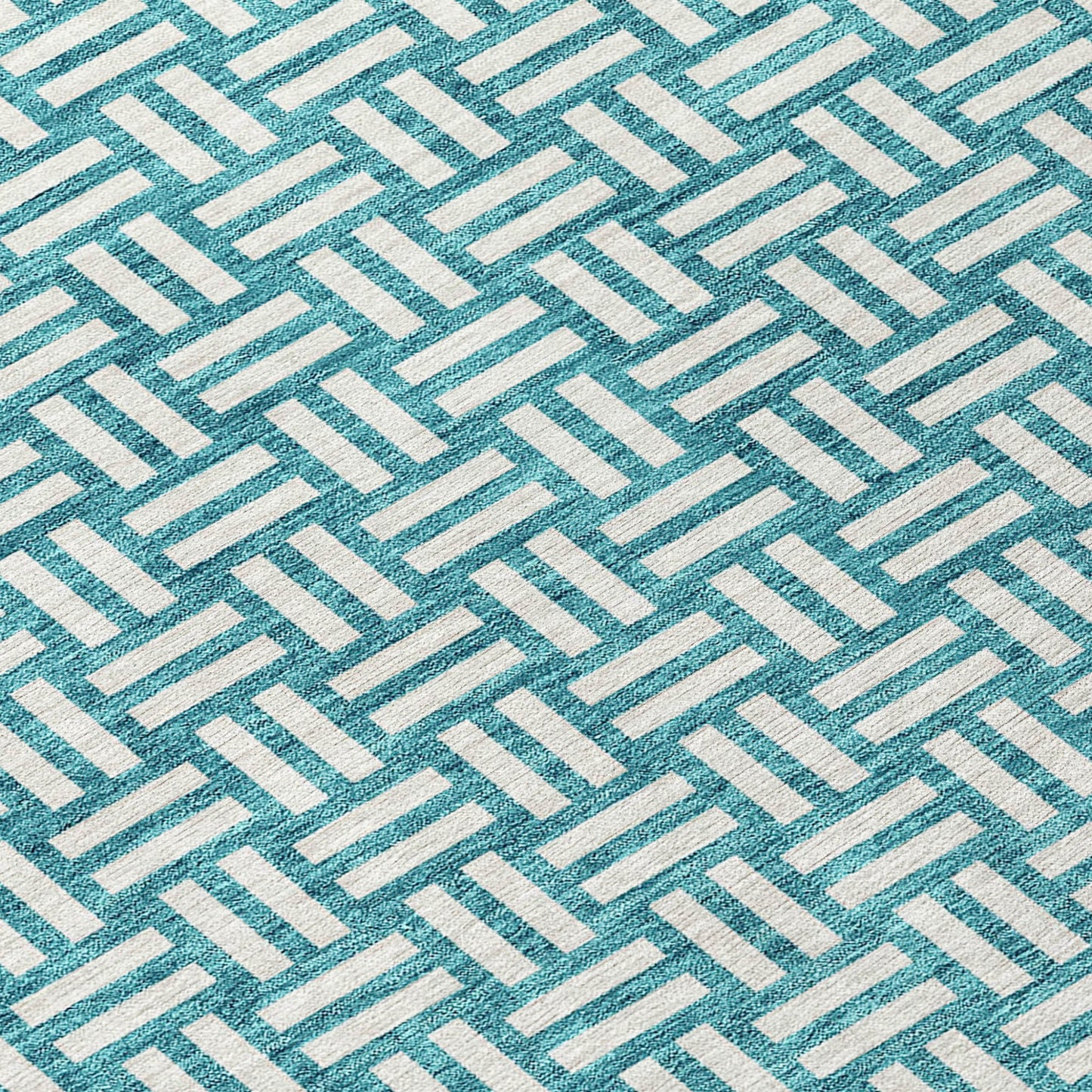 Tabselect Home Line 8' Teal Blue And Gray Round Geometric Washable Indoor Outdoor Area Rug
