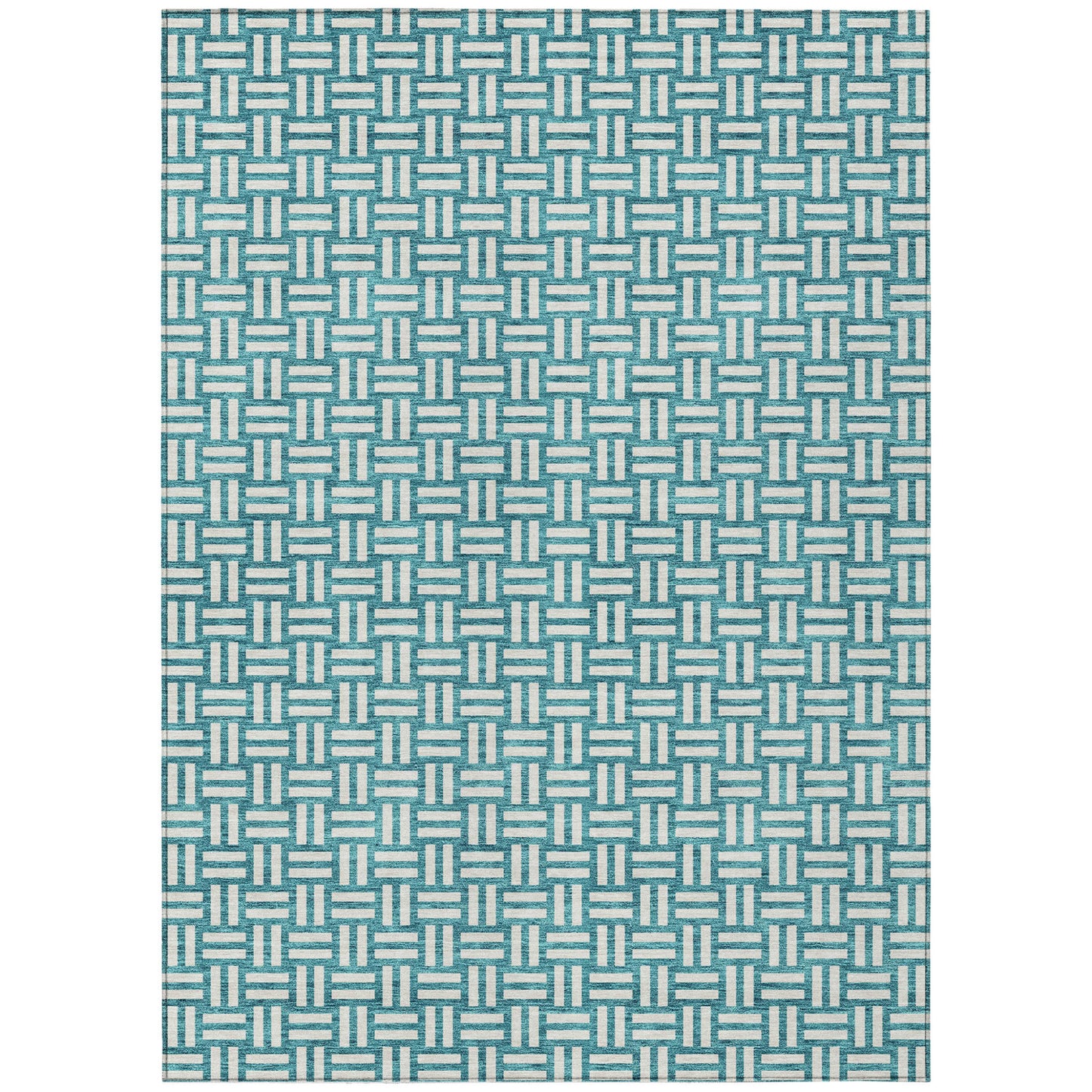 Tabselect Home Line 8' X 10' Teal Blue And Gray Geometric Washable Indoor Outdoor Area Rug