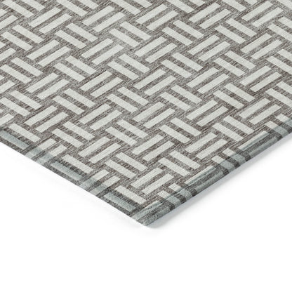 Tabselect Home Line 5' X 8' Taupe And Gray Geometric Washable Indoor Outdoor Area Rug